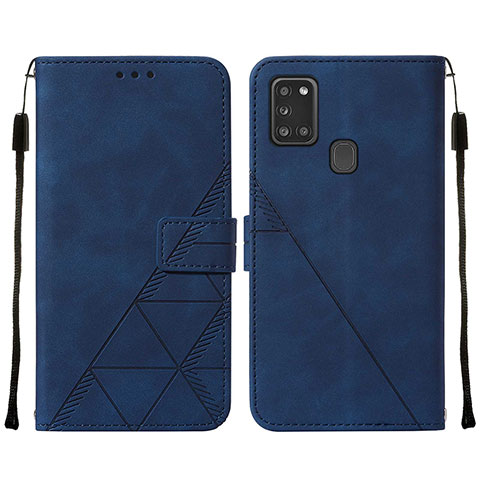 Handytasche Stand Schutzhülle Flip Leder Hülle Y01B für Samsung Galaxy A21s Blau