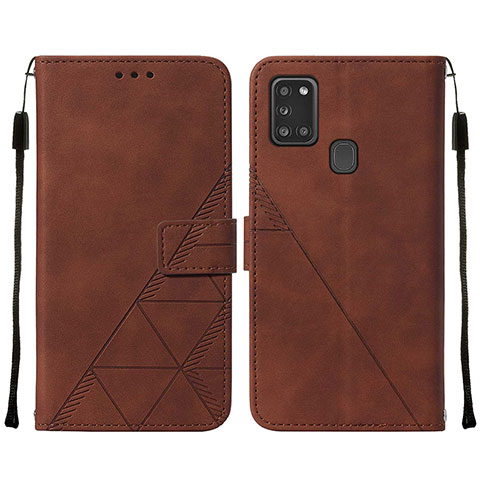 Handytasche Stand Schutzhülle Flip Leder Hülle Y01B für Samsung Galaxy A21s Braun