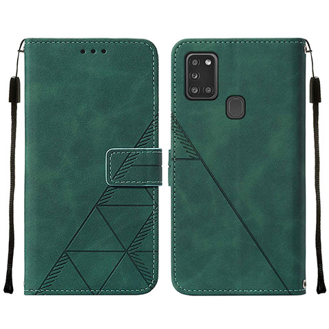 Handytasche Stand Schutzhülle Flip Leder Hülle Y01B für Samsung Galaxy A21s Grün