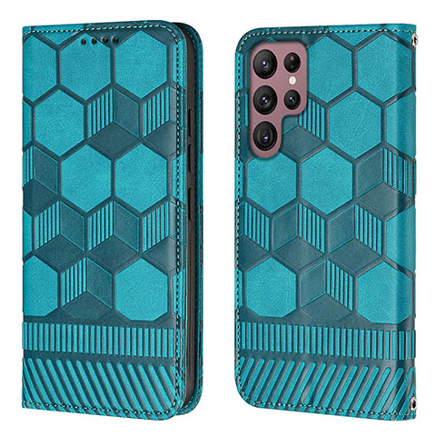 Handytasche Stand Schutzhülle Flip Leder Hülle Y01B für Samsung Galaxy S21 Ultra 5G Cyan