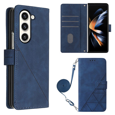 Handytasche Stand Schutzhülle Flip Leder Hülle Y01B für Samsung Galaxy Z Fold5 5G Blau