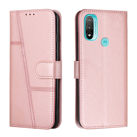 Handytasche Stand Schutzhülle Flip Leder Hülle Y01X für Motorola Moto E20 Rosegold