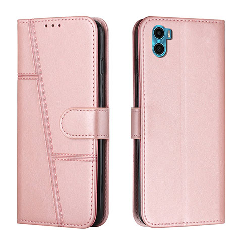 Handytasche Stand Schutzhülle Flip Leder Hülle Y01X für Motorola Moto E22S Rosegold