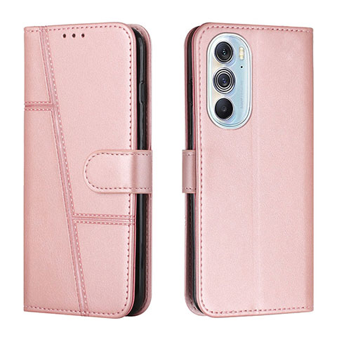 Handytasche Stand Schutzhülle Flip Leder Hülle Y01X für Motorola Moto Edge Plus (2022) 5G Rosegold