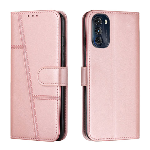 Handytasche Stand Schutzhülle Flip Leder Hülle Y01X für Motorola Moto G 5G (2022) Rosegold