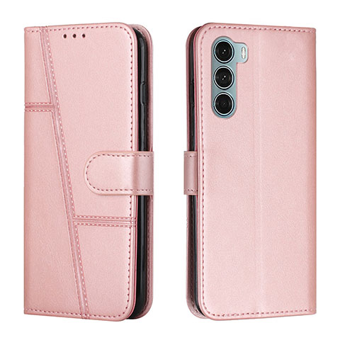 Handytasche Stand Schutzhülle Flip Leder Hülle Y01X für Motorola Moto G200 5G Rosegold