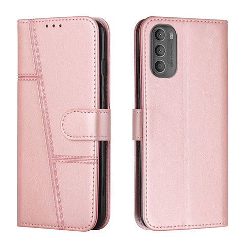 Handytasche Stand Schutzhülle Flip Leder Hülle Y01X für Motorola Moto G31 Rosegold