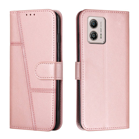 Handytasche Stand Schutzhülle Flip Leder Hülle Y01X für Motorola Moto G53y 5G Rosegold