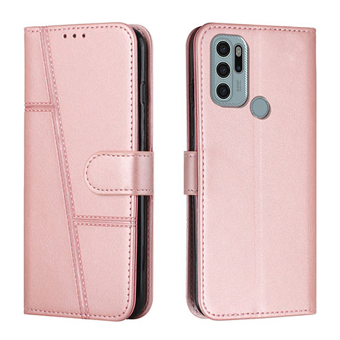 Handytasche Stand Schutzhülle Flip Leder Hülle Y01X für Motorola Moto G60s Rosegold