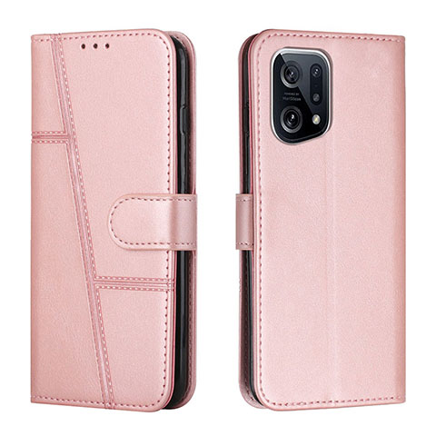 Handytasche Stand Schutzhülle Flip Leder Hülle Y01X für Oppo Find X5 Pro 5G Rosegold