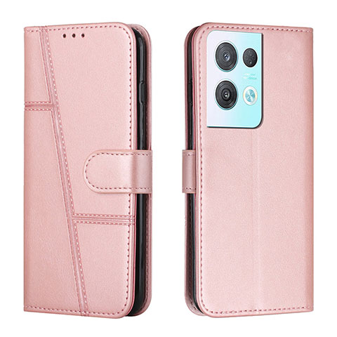 Handytasche Stand Schutzhülle Flip Leder Hülle Y01X für Oppo Reno8 Pro 5G Rosegold