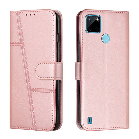 Handytasche Stand Schutzhülle Flip Leder Hülle Y01X für Realme C21Y Rosegold