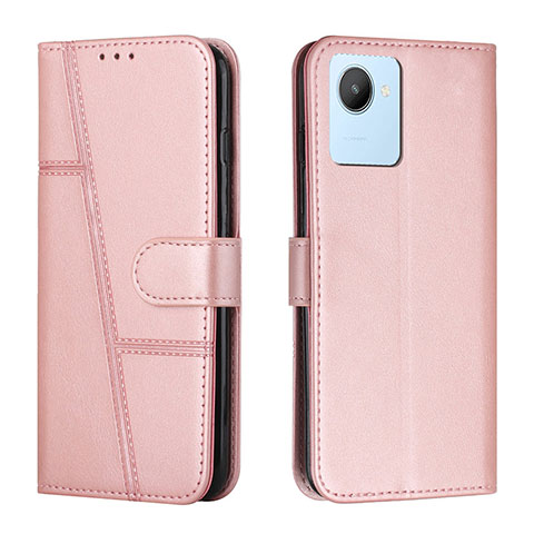 Handytasche Stand Schutzhülle Flip Leder Hülle Y01X für Realme C30 Rosegold