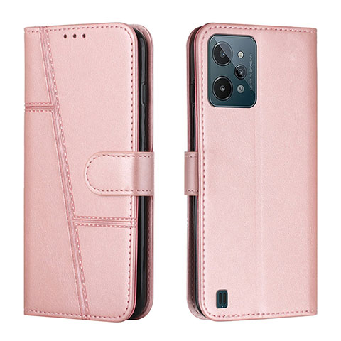 Handytasche Stand Schutzhülle Flip Leder Hülle Y01X für Realme C31 Rosegold