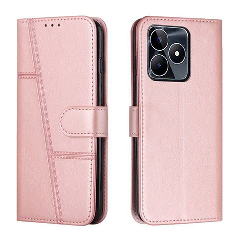 Handytasche Stand Schutzhülle Flip Leder Hülle Y01X für Realme C51 Rosegold