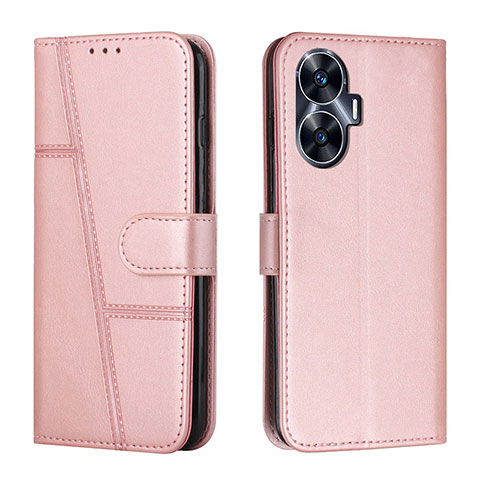 Handytasche Stand Schutzhülle Flip Leder Hülle Y01X für Realme C55 Rosegold