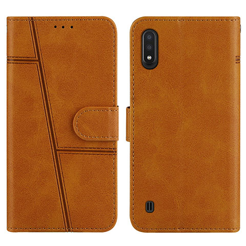 Handytasche Stand Schutzhülle Flip Leder Hülle Y01X für Samsung Galaxy A01 SM-A015 Hellbraun