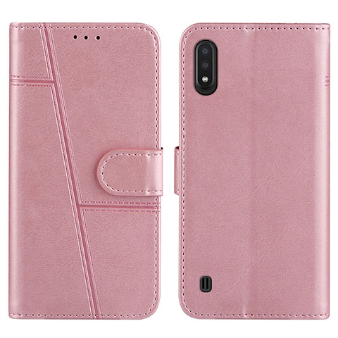 Handytasche Stand Schutzhülle Flip Leder Hülle Y01X für Samsung Galaxy A01 SM-A015 Rosegold