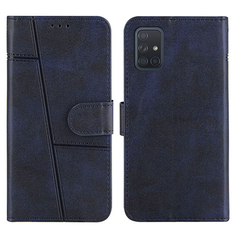 Handytasche Stand Schutzhülle Flip Leder Hülle Y01X für Samsung Galaxy A71 4G A715 Blau