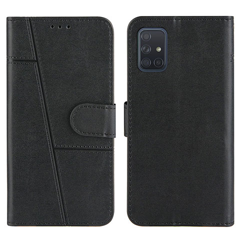 Handytasche Stand Schutzhülle Flip Leder Hülle Y01X für Samsung Galaxy A71 4G A715 Schwarz