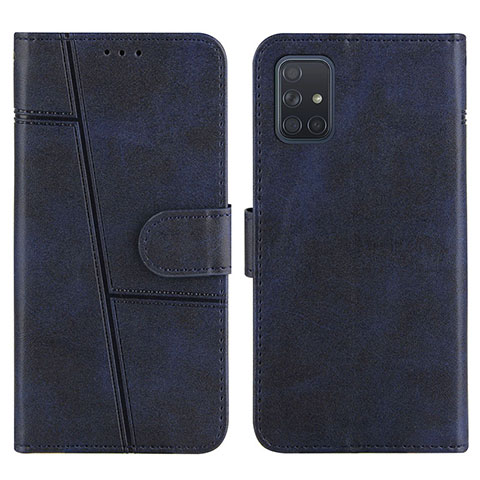 Handytasche Stand Schutzhülle Flip Leder Hülle Y01X für Samsung Galaxy A71 5G Blau