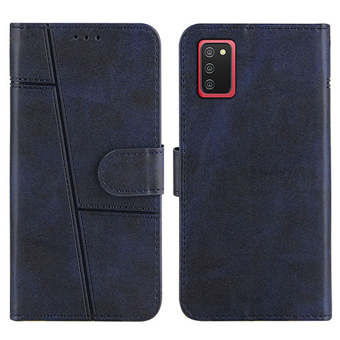 Handytasche Stand Schutzhülle Flip Leder Hülle Y01X für Samsung Galaxy F02S SM-E025F Blau