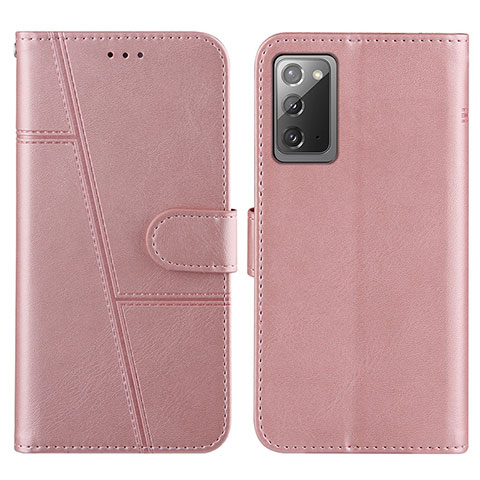 Handytasche Stand Schutzhülle Flip Leder Hülle Y01X für Samsung Galaxy Note 20 5G Rosegold