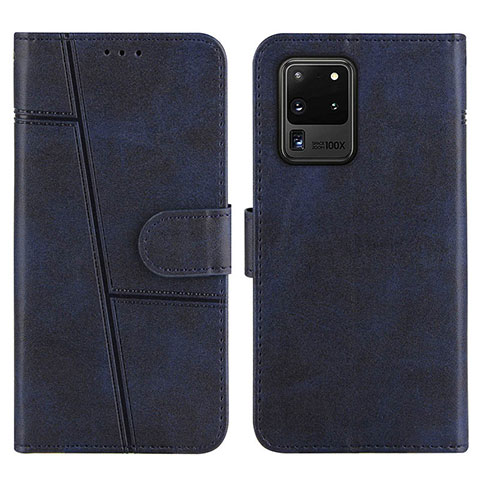 Handytasche Stand Schutzhülle Flip Leder Hülle Y01X für Samsung Galaxy S20 Ultra 5G Blau