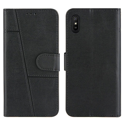 Handytasche Stand Schutzhülle Flip Leder Hülle Y01X für Xiaomi Redmi 9A Schwarz