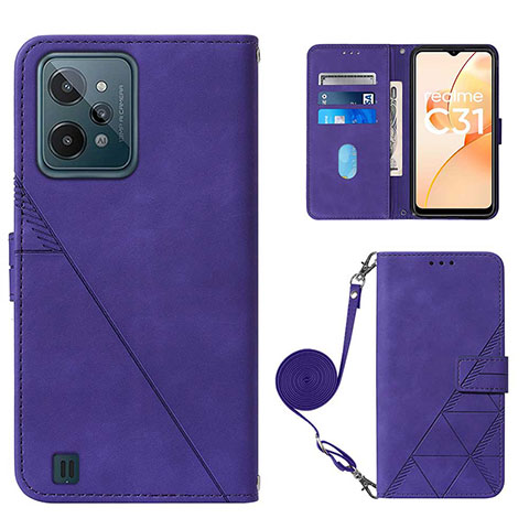 Handytasche Stand Schutzhülle Flip Leder Hülle Y02B für Realme C31 Violett