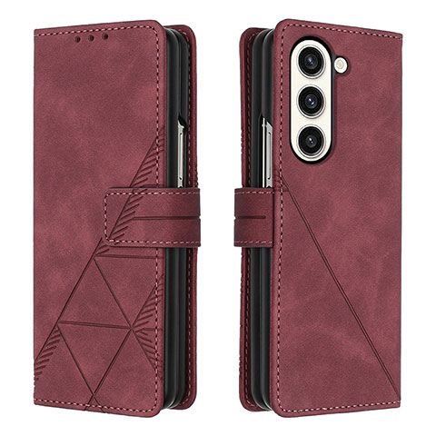 Handytasche Stand Schutzhülle Flip Leder Hülle Y02B für Samsung Galaxy Z Fold5 5G Fuchsie