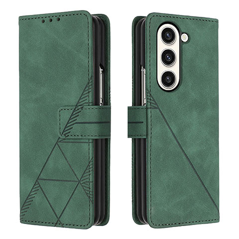 Handytasche Stand Schutzhülle Flip Leder Hülle Y02B für Samsung Galaxy Z Fold5 5G Grün