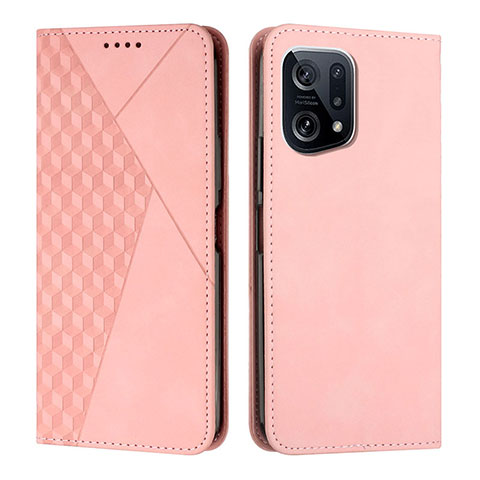 Handytasche Stand Schutzhülle Flip Leder Hülle Y02X für Oppo Find X5 5G Rosegold