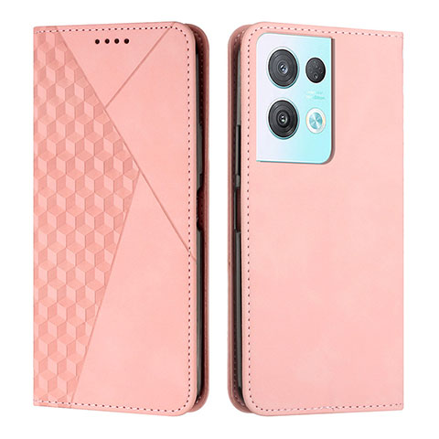 Handytasche Stand Schutzhülle Flip Leder Hülle Y02X für Oppo Reno8 Pro 5G Rosegold