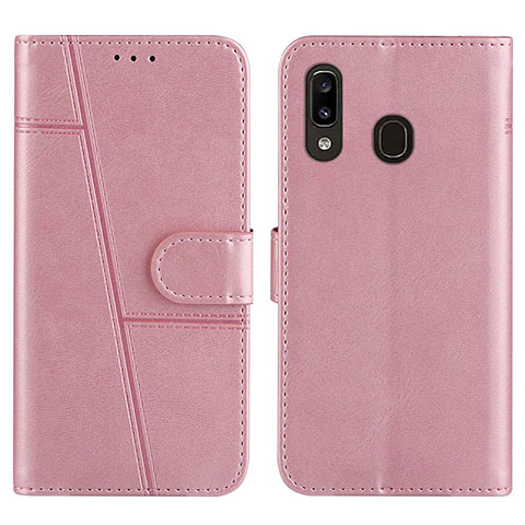 Handytasche Stand Schutzhülle Flip Leder Hülle Y02X für Samsung Galaxy A20 Rosegold