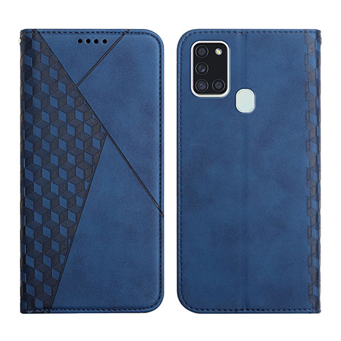 Handytasche Stand Schutzhülle Flip Leder Hülle Y02X für Samsung Galaxy A21s Blau