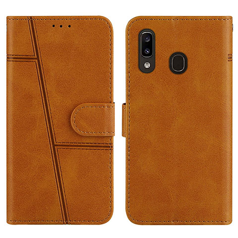 Handytasche Stand Schutzhülle Flip Leder Hülle Y02X für Samsung Galaxy A30 Hellbraun