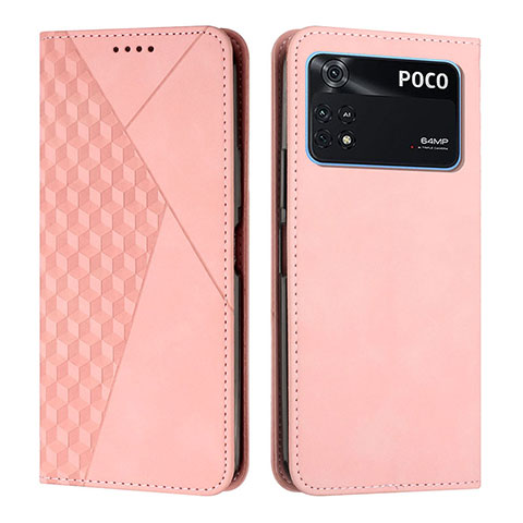 Handytasche Stand Schutzhülle Flip Leder Hülle Y02X für Xiaomi Poco M4 Pro 4G Rosegold