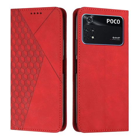 Handytasche Stand Schutzhülle Flip Leder Hülle Y02X für Xiaomi Poco M4 Pro 4G Rot