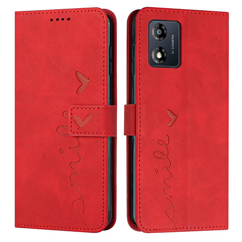 Handytasche Stand Schutzhülle Flip Leder Hülle Y03X für Motorola Moto E13 Rot