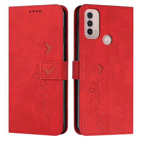 Handytasche Stand Schutzhülle Flip Leder Hülle Y03X für Motorola Moto E30 Rot