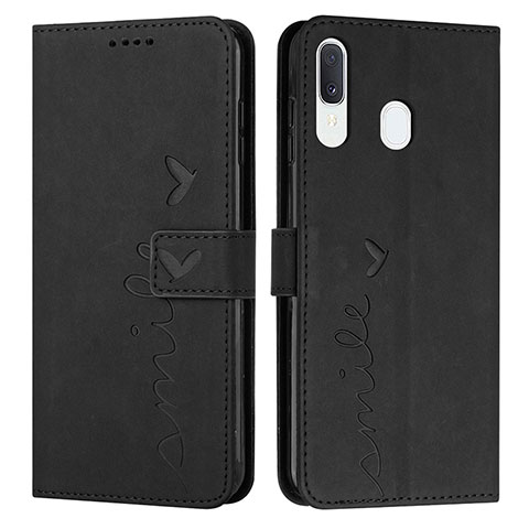 Handytasche Stand Schutzhülle Flip Leder Hülle Y03X für Samsung Galaxy A30 Schwarz