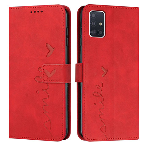 Handytasche Stand Schutzhülle Flip Leder Hülle Y03X für Samsung Galaxy A51 4G Rot