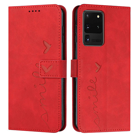 Handytasche Stand Schutzhülle Flip Leder Hülle Y03X für Samsung Galaxy S20 Ultra 5G Rot