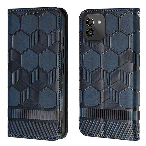 Handytasche Stand Schutzhülle Flip Leder Hülle Y04B für Samsung Galaxy A03 Blau