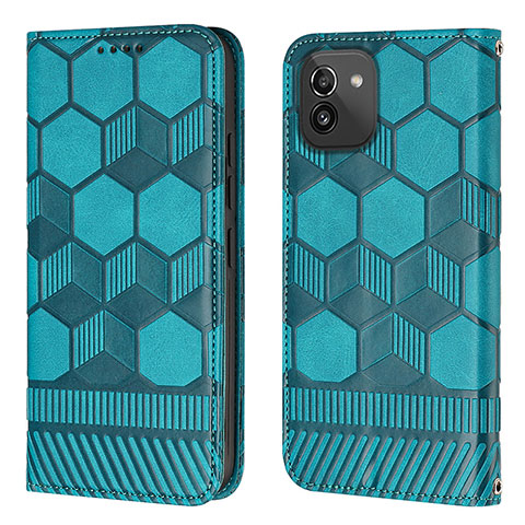 Handytasche Stand Schutzhülle Flip Leder Hülle Y04B für Samsung Galaxy A03 Cyan