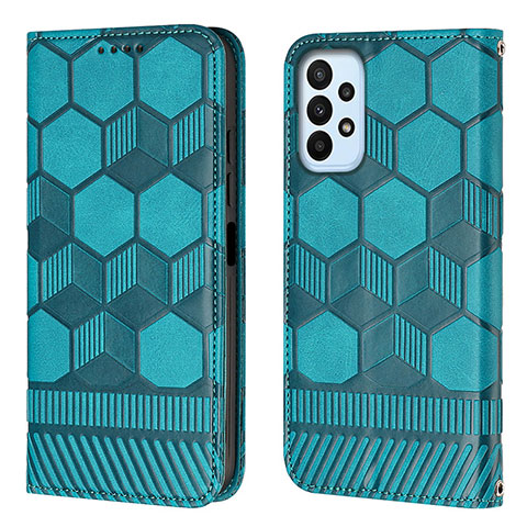 Handytasche Stand Schutzhülle Flip Leder Hülle Y04B für Samsung Galaxy A23 5G Cyan