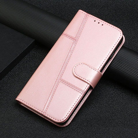 Handytasche Stand Schutzhülle Flip Leder Hülle Y04X für Motorola Moto E22i Rosegold