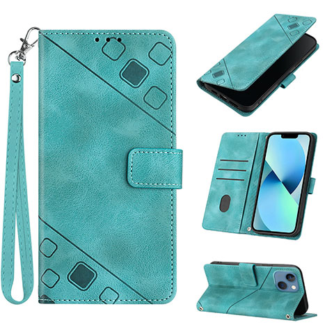 Handytasche Stand Schutzhülle Flip Leder Hülle Y06B für Apple iPhone 14 Plus Cyan