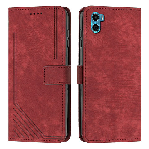 Handytasche Stand Schutzhülle Flip Leder Hülle Y07X für Motorola Moto E22S Rot